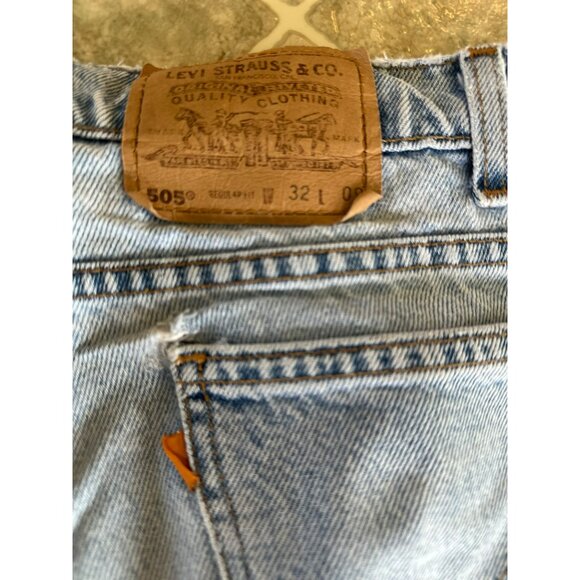 VTG Levi’s 505 Denim Shorts W32 Regular Fit USA Made 90's Jorts Light Mens Jeans - Picture 7 of 9